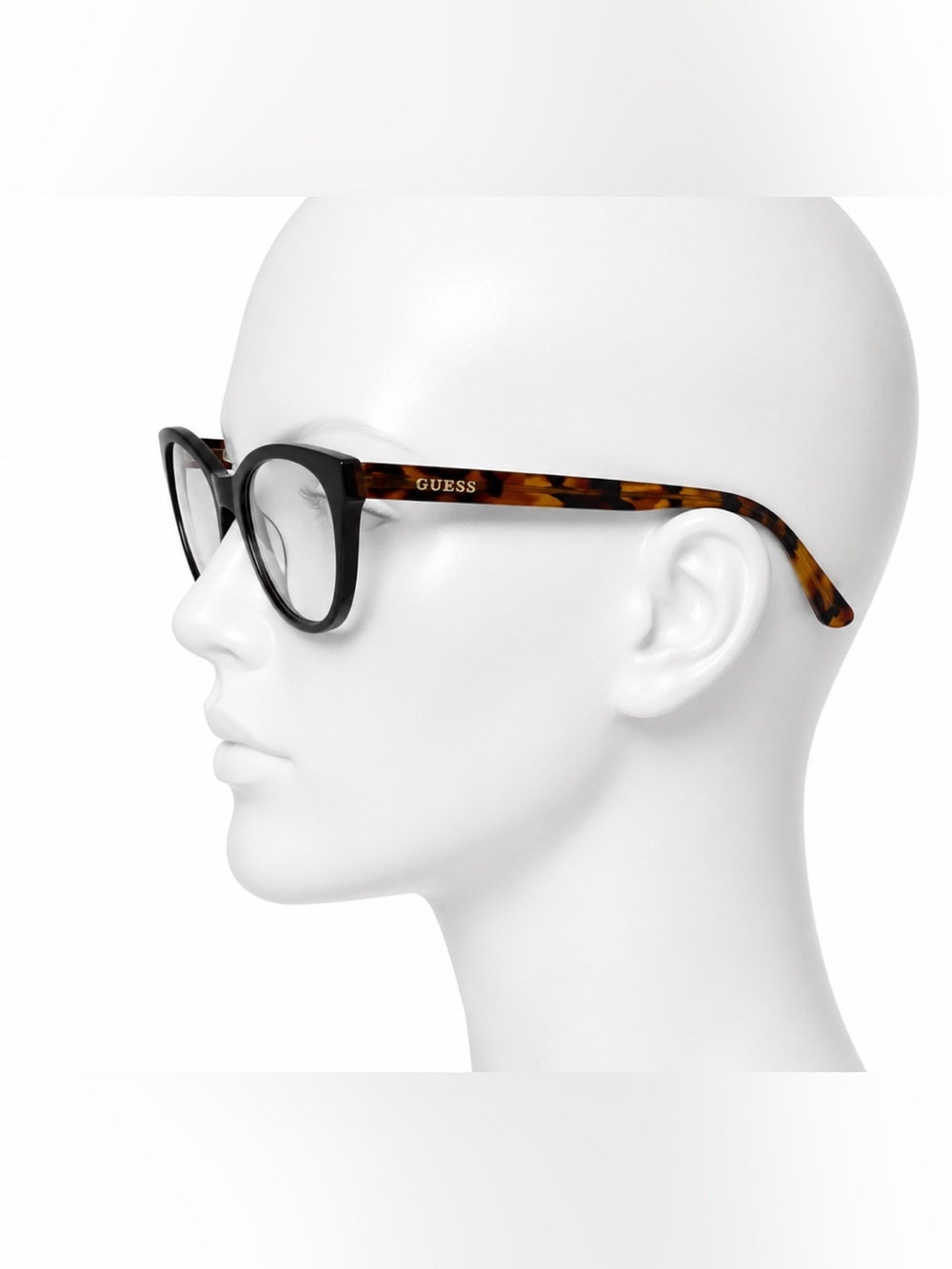 Guess Black Front Glasses with Tortoiseshell Brown Arms